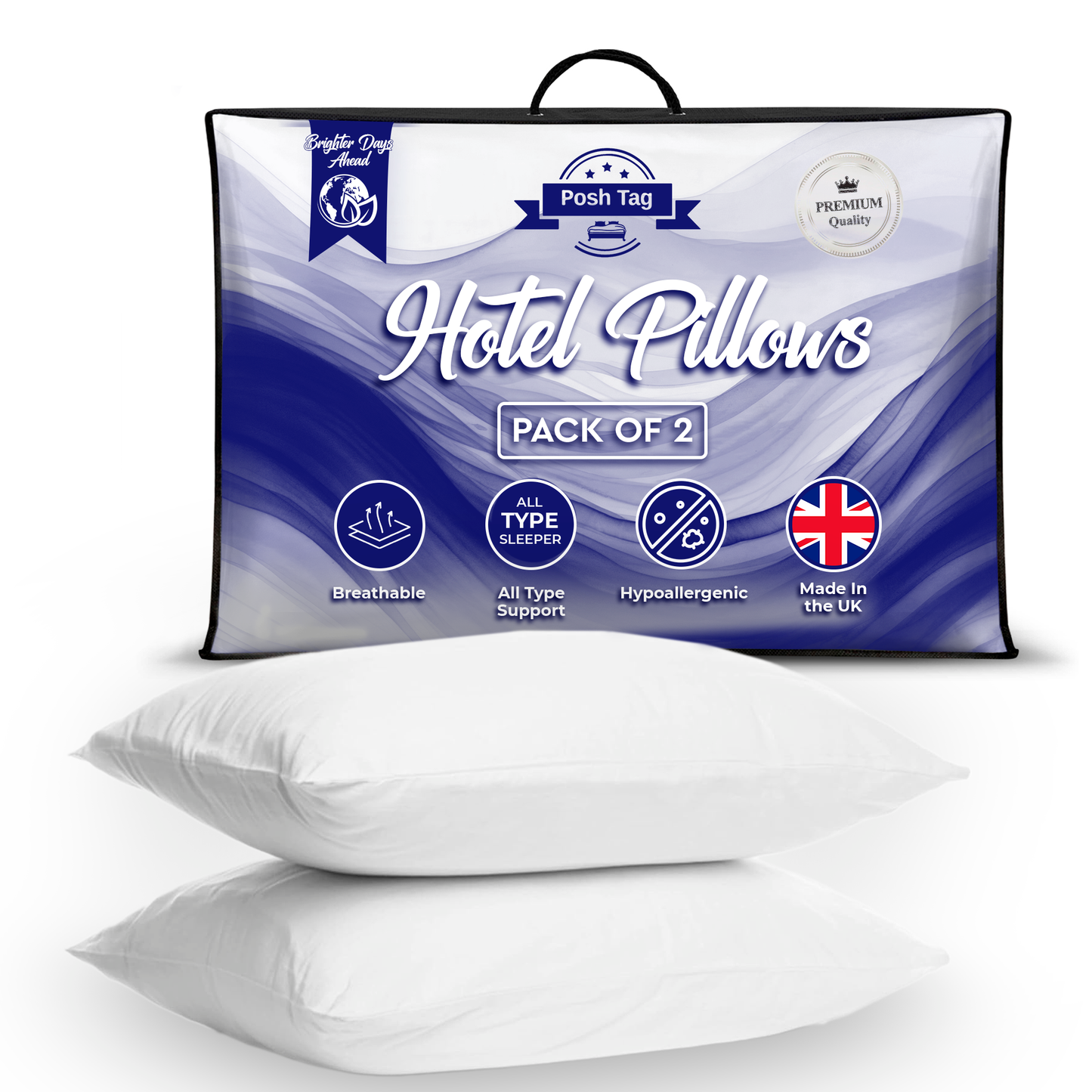 Posh Tag Hotel Pillows 74 x 48cm